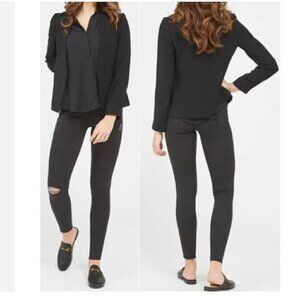 Spanx Sarah Blakely Distressed Ankle Skinny Pull on Jean Jeggings Black Small